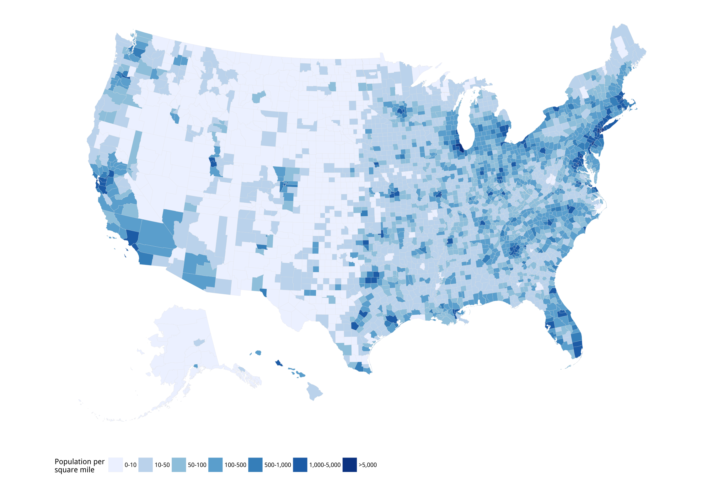 US population density by county.